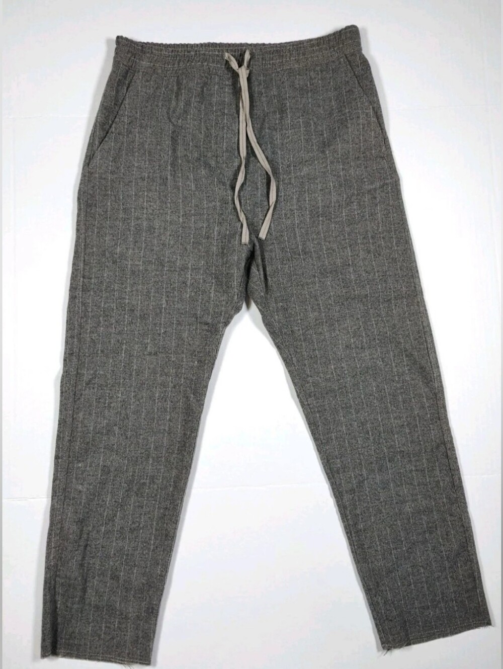 NWT Zara Wool Blend Brown Striped Drawstring Cropped Pants Size XS (30Wx24L)